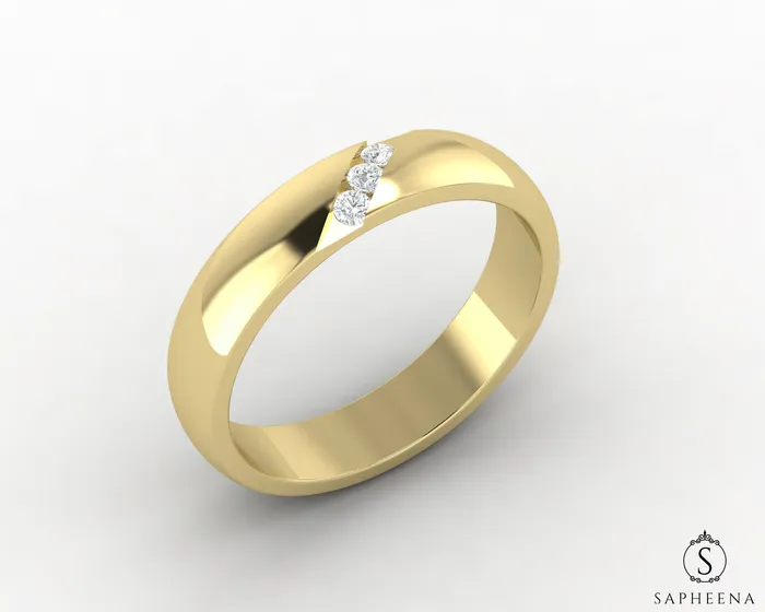Diametro 4mm Channel Set Mens Wedding Band Sapheena Jewelry Rings