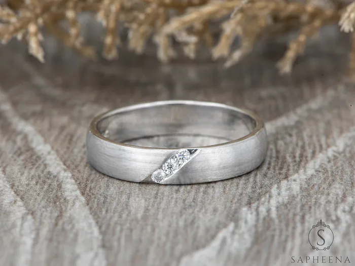 Diametro 4mm Channel Set Mens Wedding Band Sapheena Jewelry Rings