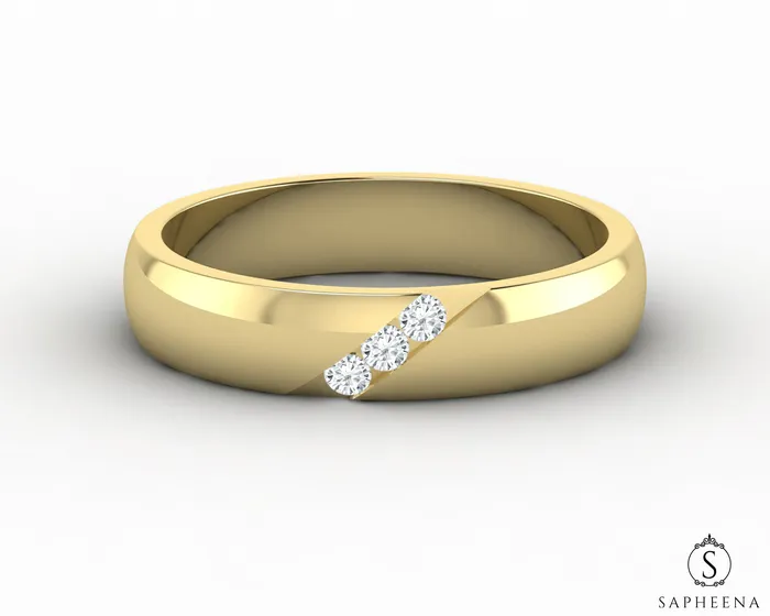Diametro 4mm Channel Set Mens Wedding Band Sapheena Jewelry Rings