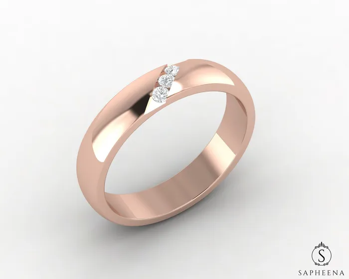 Diametro 4mm Channel Set Mens Wedding Band Sapheena Jewelry Rings
