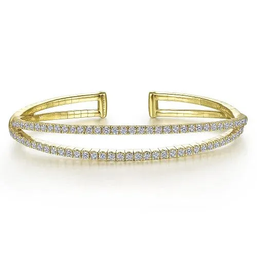 Earrings GABRIEL CO 14K Yellow Gold Split Diamond Cuff
