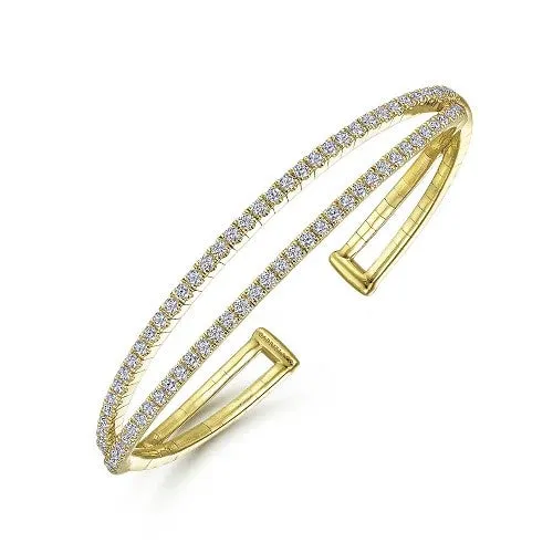 Earrings GABRIEL CO 14K Yellow Gold Split Diamond Cuff