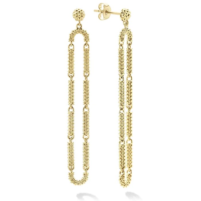 Earrings LAGOS Signature Caviar Long 18K Gold Superfine Caviar Drop Earrings