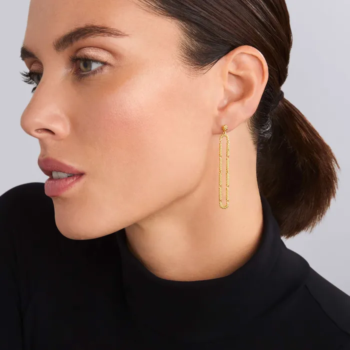 Earrings LAGOS Signature Caviar Long 18K Gold Superfine Caviar Drop Earrings