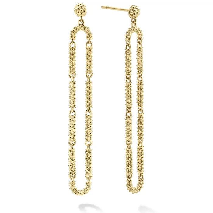 Earrings LAGOS Signature Caviar Long 18K Gold Superfine Caviar Drop Earrings