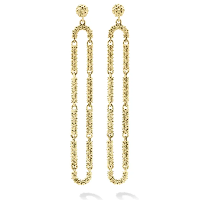 Earrings LAGOS Signature Caviar Long 18K Gold Superfine Caviar Drop Earrings