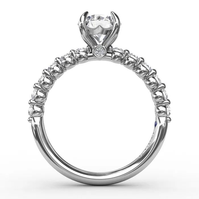 FANA Rings Contemporary Round Diamond Solitaire Engagement Ring With Diamond Band FANA Rings Contemporary Round Diamond Solitaire Engagement Ring With Diamond Band