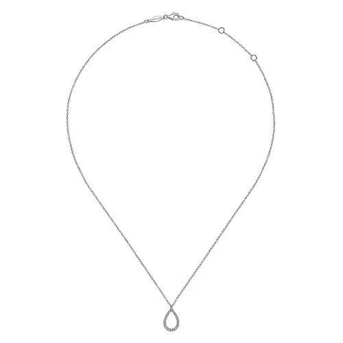 GABRIEL CO Necklaces 14K White Gold Teardrop Diamond Pendant Necklace