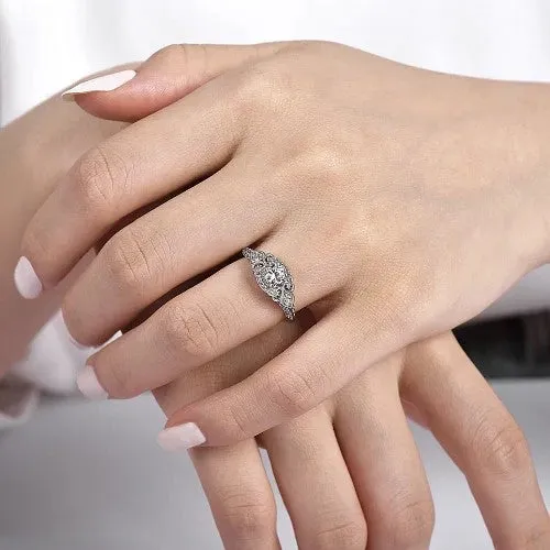 GABRIEL CO Rings Abel Unique 14K White Gold Vintage Inspired Diamond Halo Engagement Ring Setting Only GABRIEL CO Rings Abel Unique 14K White Gold Vintage Inspired Diamond Halo Engagement Ring Setting Only
