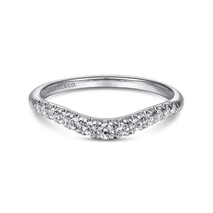 GABRIEL CO Rings Annecy Curved 14K White Gold French Pave Diamond Wedding Band 025 ct GABRIEL CO Rings Annecy Curved 14K White Gold French Pave Diamond Wedding Band 025 ct