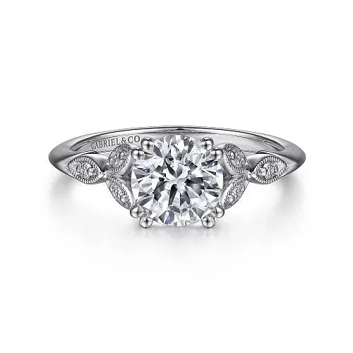 GABRIEL CO Rings Celia 14K White Gold Round Diamond Engagement Ring setting only GABRIEL CO Rings Celia 14K White Gold Round Diamond Engagement Ring setting only