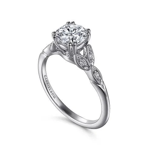 GABRIEL CO Rings Celia 14K White Gold Round Diamond Engagement Ring setting only