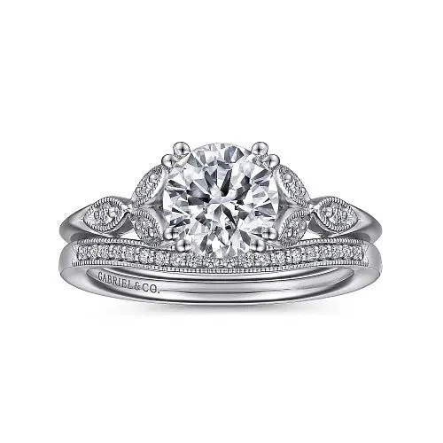 GABRIEL CO Rings Celia 14K White Gold Round Diamond Engagement Ring setting only