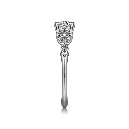 GABRIEL CO Rings Celia 14K White Gold Round Diamond Engagement Ring setting only