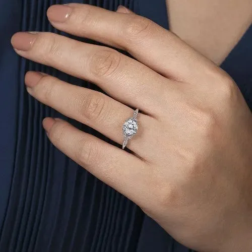 GABRIEL CO Rings Celia 14K White Gold Round Diamond Engagement Ring setting only