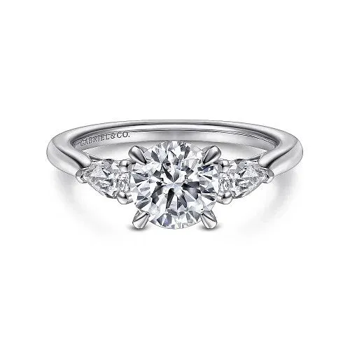 GABRIEL CO Rings Sunday 14K White Gold Round 3 Stone Diamond Engagement Ring Setting Only GABRIEL CO Rings Sunday 14K White Gold Round 3 Stone Diamond Engagement Ring Setting Only