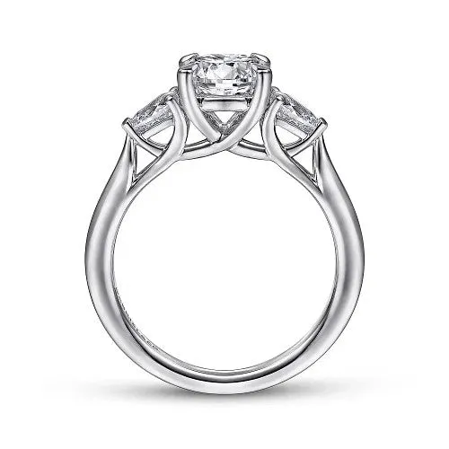 GABRIEL CO Rings Sunday 14K White Gold Round 3 Stone Diamond Engagement Ring Setting Only GABRIEL CO Rings Sunday 14K White Gold Round 3 Stone Diamond Engagement Ring Setting Only