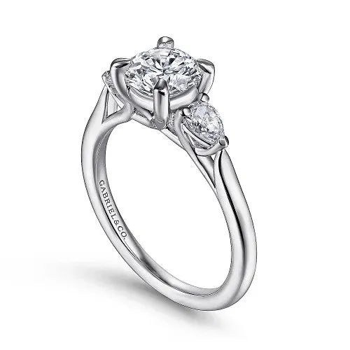 GABRIEL CO Rings Sunday 14K White Gold Round 3 Stone Diamond Engagement Ring Setting Only GABRIEL CO Rings Sunday 14K White Gold Round 3 Stone Diamond Engagement Ring Setting Only