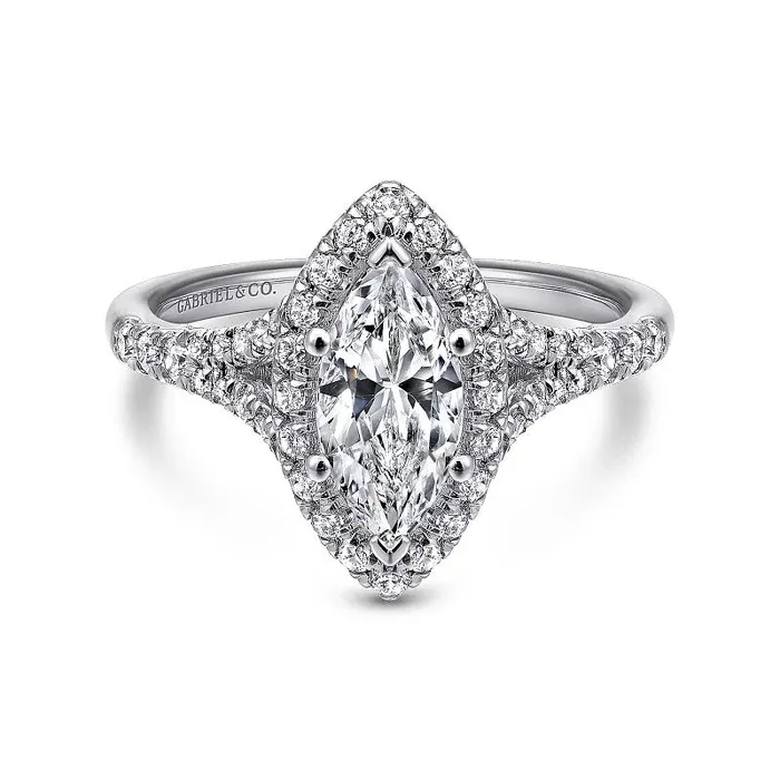 GABRIEL CO Rings Verbena 14K White Gold Marquise Halo Diamond Engagement Ring Setting Only GABRIEL CO Rings Verbena 14K White Gold Marquise Halo Diamond Engagement Ring Setting Only