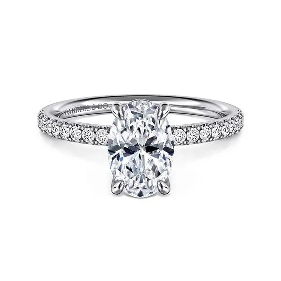 GABRIEL CO Twain 14K White Gold Oval Diamond Engagement Ring Setting Only Rings GABRIEL CO Twain 14K White Gold Oval Diamond Engagement Ring Setting Only Rings