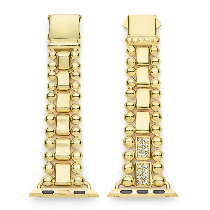LAGOS Bracelets Smart Caviar 18K Gold Half Diamond Watch Bracelet3845mm