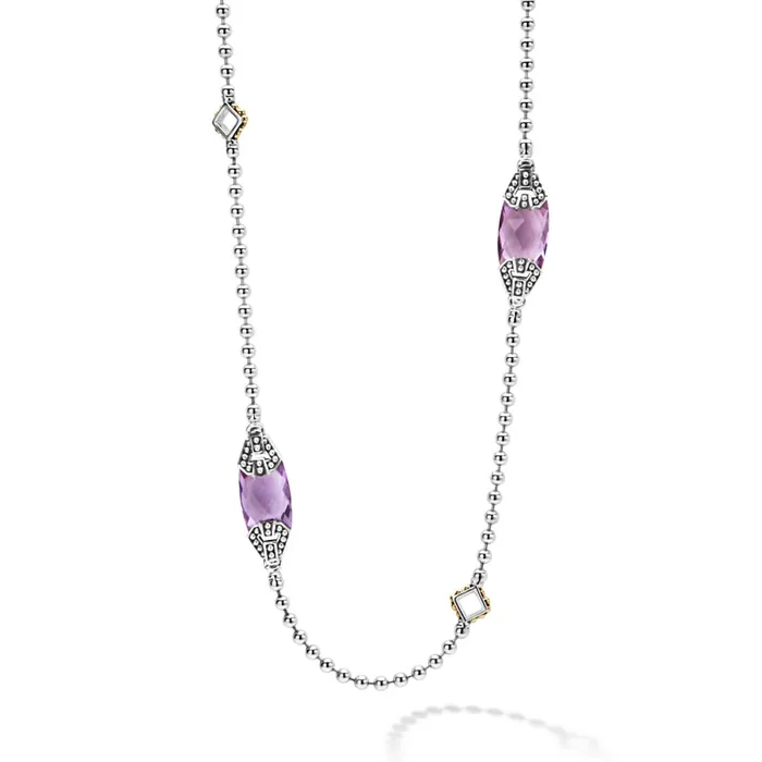 LAGOS Caviar Color Six Station Amethyst Necklace Necklaces