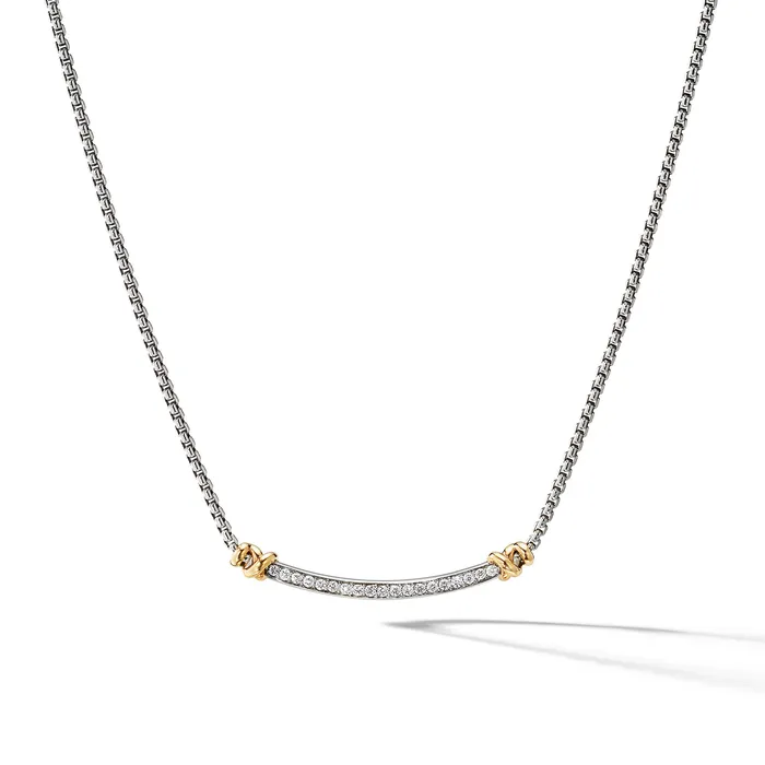 Necklaces David Yurman Petite Helena Wrap Station Necklace in Sterling Silver with 18K Yellow Gold and Diamonds 29mm Necklaces David Yurman Petite Helena Wrap Station Necklace in Sterling Silver with 18K Yellow Gold and Diamonds 29mm