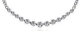 Necklaces GABRIEL CO 14K White Gold Curved Diamond Bar Necklace