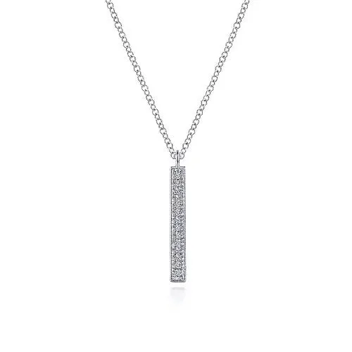 Necklaces GABRIEL CO 14K White Gold Diamond Bar Pendant Necklace