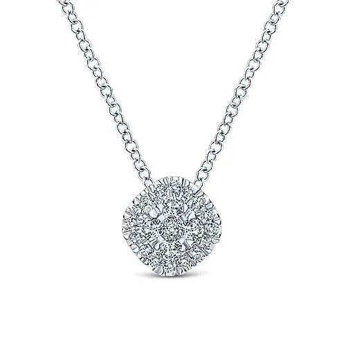 Necklaces GABRIEL CO 14K White Gold Diamond Pave Cushion Pendant Necklace