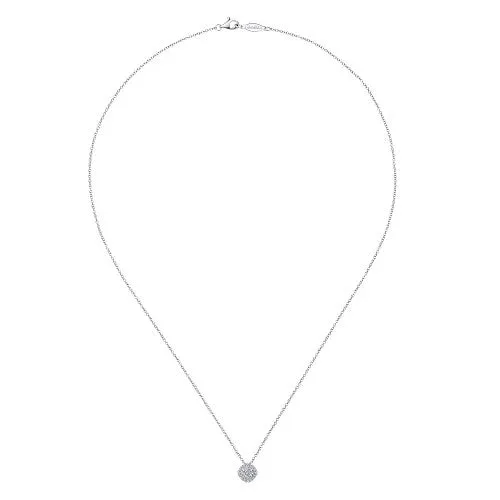 Necklaces GABRIEL CO 14K White Gold Diamond Pave Cushion Pendant Necklace
