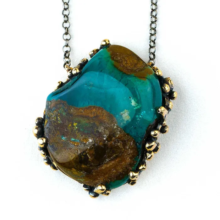 Necklaces Giardinoblu Chrysocolla Silica Gem Necklace