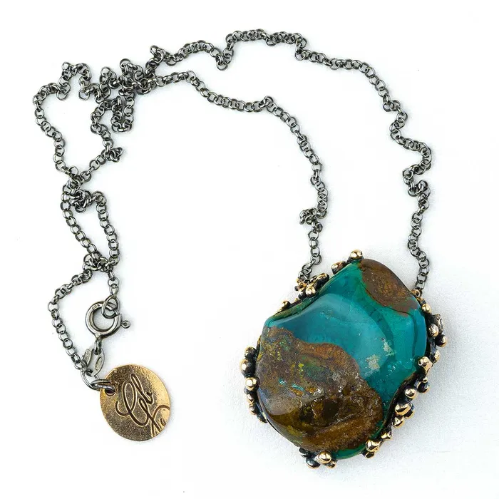 Necklaces Giardinoblu Chrysocolla Silica Gem Necklace