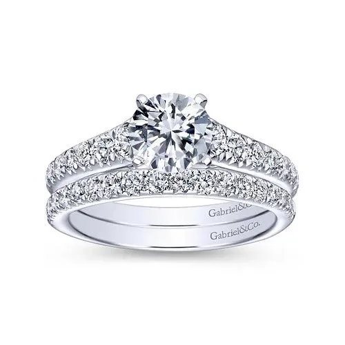 Rings 14K White Gold Round Diamond Engagement Ring GABRIEL CO
