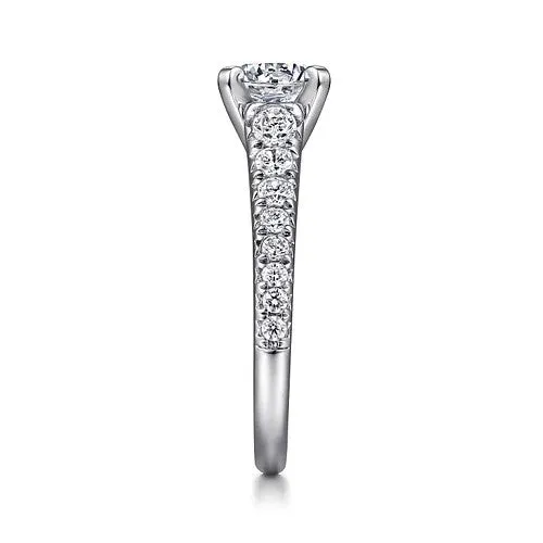 Rings 14K White Gold Round Diamond Engagement Ring GABRIEL CO