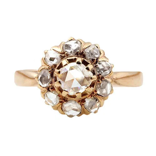 Rings Bell Bird Antiques 19th Century Rose Cut Diamond Cluster Ring