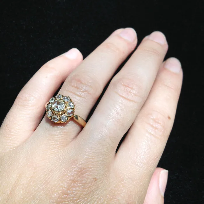 Rings Bell Bird Antiques 19th Century Rose Cut Diamond Cluster Ring Rings Bell Bird Antiques 19th Century Rose Cut Diamond Cluster Ring