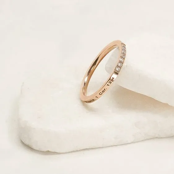 Rings Forever Truth Love Is Patient Diamond CZ Rose Gold Ring