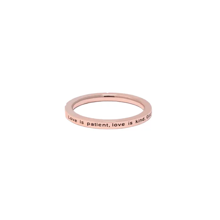Rings Forever Truth Love Is Patient Diamond CZ Rose Gold Ring