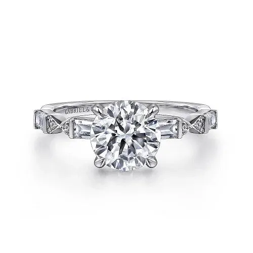 Rings GABRIEL CO Dariella 14K White Gold Round Diamond Engagement Ring Setting Only Rings GABRIEL CO Dariella 14K White Gold Round Diamond Engagement Ring Setting Only