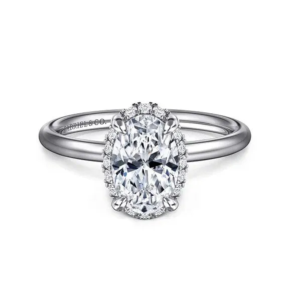 Rings GABRIEL CO Seattle 14K White Gold Oval Hidden Halo Diamond Engagement Ring Setting Only Rings GABRIEL CO Seattle 14K White Gold Oval Hidden Halo Diamond Engagement Ring Setting Only