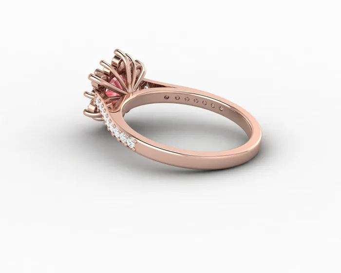 Rings Nivis 15 Ct Round Cut Champagne Peach Sapphire Engagement Ring with Side Stones Sapheena Jewelry