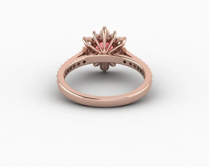 Rings Nivis 15 Ct Round Cut Champagne Peach Sapphire Engagement Ring with Side Stones Sapheena Jewelry