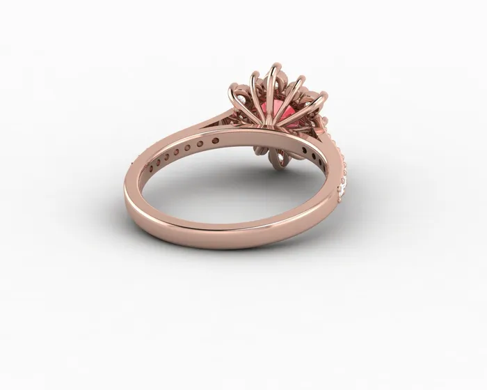 Rings Nivis 15 Ct Round Cut Champagne Peach Sapphire Engagement Ring with Side Stones Sapheena Jewelry