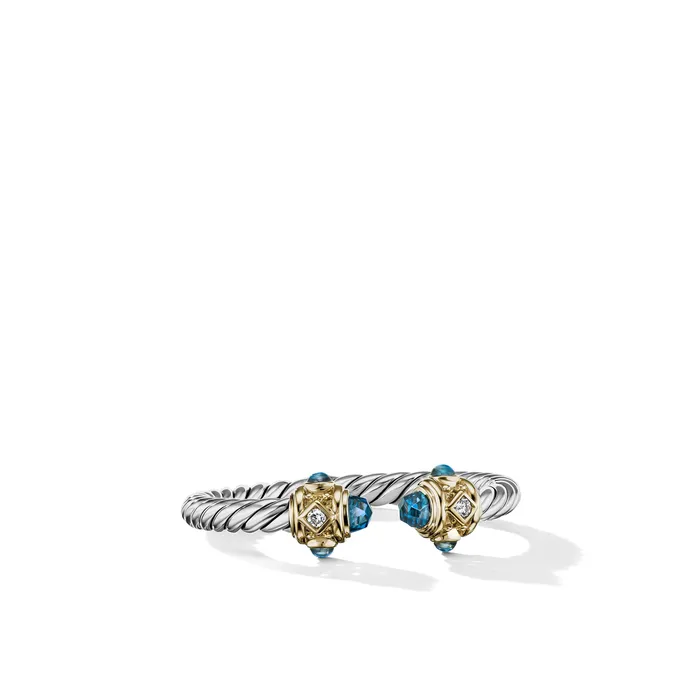 Rings Renaissance Ring in Sterling Silver with 14K Yellow Gold Hampton Blue Topaz and Diamonds 23mm David Yurman Rings Renaissance Ring in Sterling Silver with 14K Yellow Gold Hampton Blue Topaz and Diamonds 23mm David Yurman
