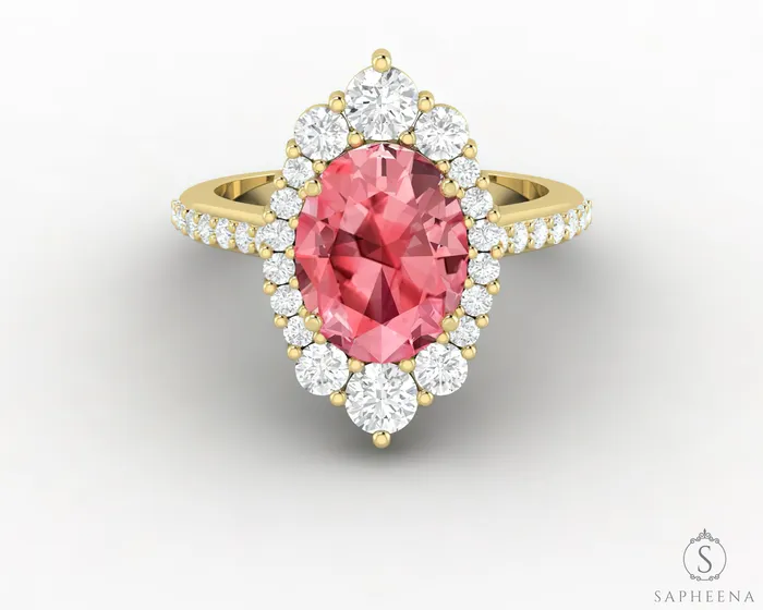 Rings Sapheena Jewelry Capella 270 Ct Oval Cut Halo Champagne Sapphire Engagement Ring