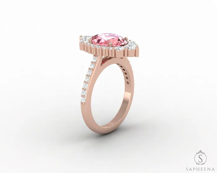 Rings Sapheena Jewelry Capella 270 Ct Oval Cut Halo Champagne Sapphire Engagement Ring