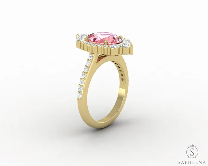 Rings Sapheena Jewelry Capella 270 Ct Oval Cut Halo Champagne Sapphire Engagement Ring