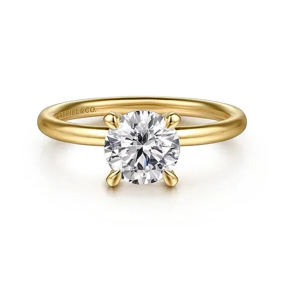 Rings Tiana 14K Yellow Gold Round Solitaire Diamond Engagement Ring Setting Only GABRIEL CO Rings Tiana 14K Yellow Gold Round Solitaire Diamond Engagement Ring Setting Only GABRIEL CO