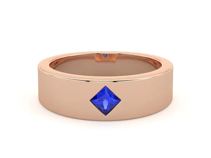 Sapheena Jewelry Rings Darius Mens Blue Sapphire Princess Cut Kite Setting Wedding Ring